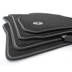 Tapis Audi Q7 (4M) à partir de 06/2015, Velours Noir avec Liseré blanc