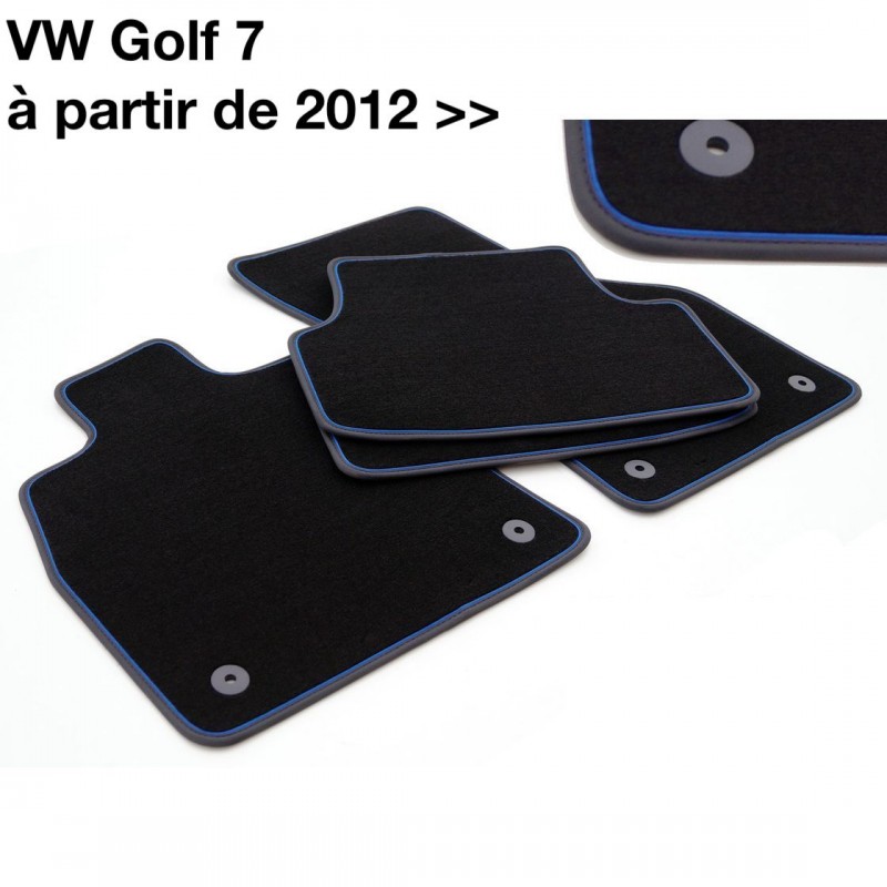 Tapis Golf 7 GTE GTD GTI R (2012 - 2019) Noir avec liseré Bleu