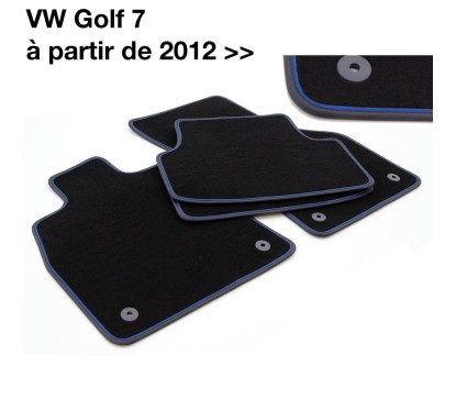 Tapis Golf 7 GTE GTD GTI R (2012 - 2019) Noir avec liseré Bleu