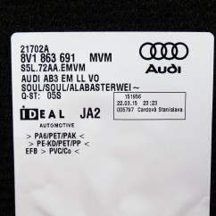 Tapis Audi A3 S3 RS3 8V Sportback (2013 - 2019) d'origine Audi, Noir & Liseré blanc