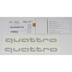 Quattro Stickers d'origine OEM Audi Couleur Argent Métallisé 8X0064317Q Z7G