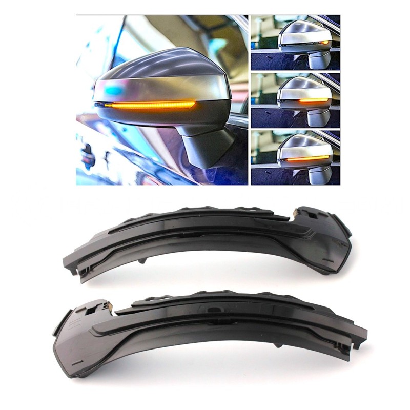 Clignotants rétroviseurs Audi A3 (8V) LED Dynamique Noir Mate fumée