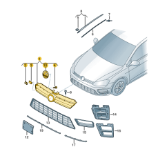Calandre GOLF 7 R-Line d'origine OEM Volkswagen 5G0853651TZLL - 5G0 853 651 TZLL