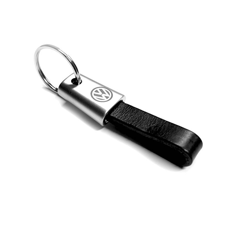 Porte clés Volkswagen Chrome Mat & Cuir avec Logo VW
