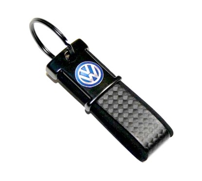 Porte clés Volkswagen d'origine en similicuir Noir avec Logo VW