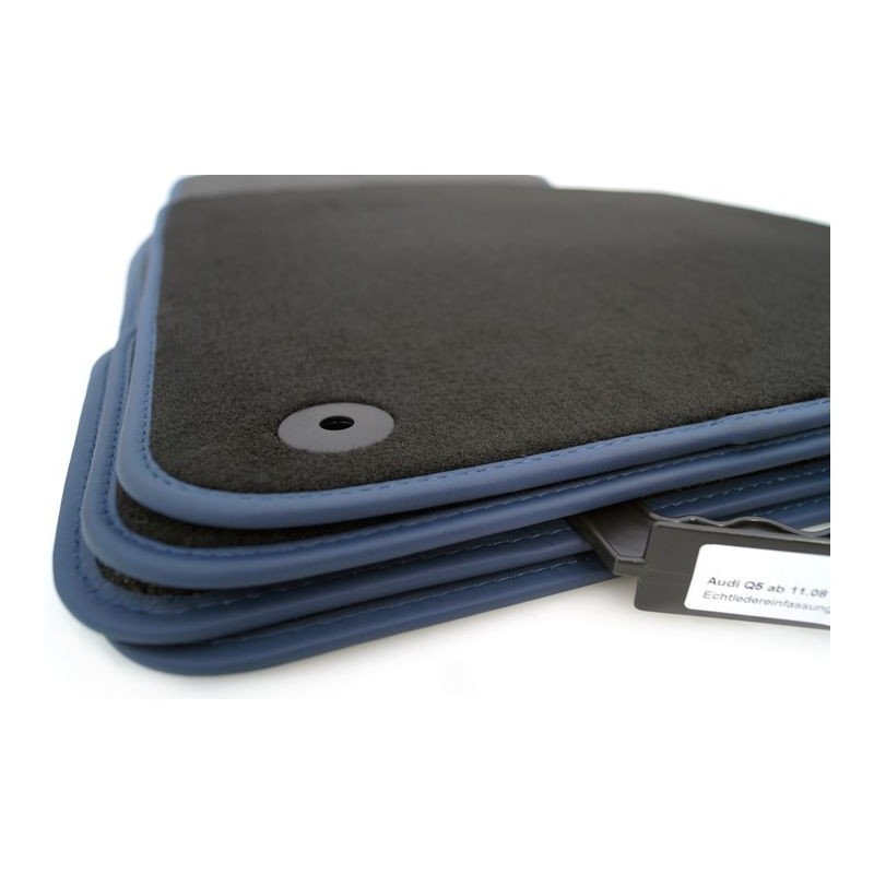 Tapis Audi Q5 / SQ5 (8R) (2008 - 2016) Noir avec contour BLEU