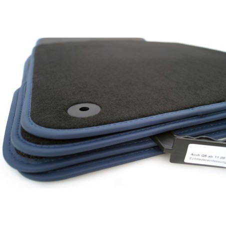 Tapis Audi Q5 / SQ5 (8R) (2008 - 2016) Noir avec contour BLEU
