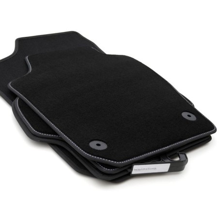 Tapis SEAT Ibiza / Ibiza ST (2008 - 2017) velours NOIR avec liseré BLANC