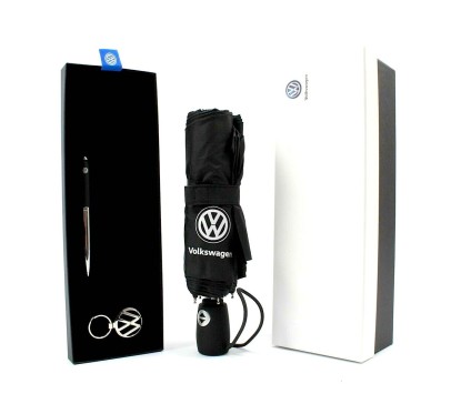 Coffret cadeau VW Volkswagen avec porte-clés & Parapluie et stylo 000087700L