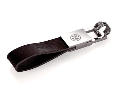 Porte clés Volkswagen Logo Chrome & Cuir Noir 000087011E