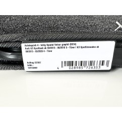 Tapis Audi A3 S3 RS3 8V Sportback (2013 - 2019) Gris Anthracite