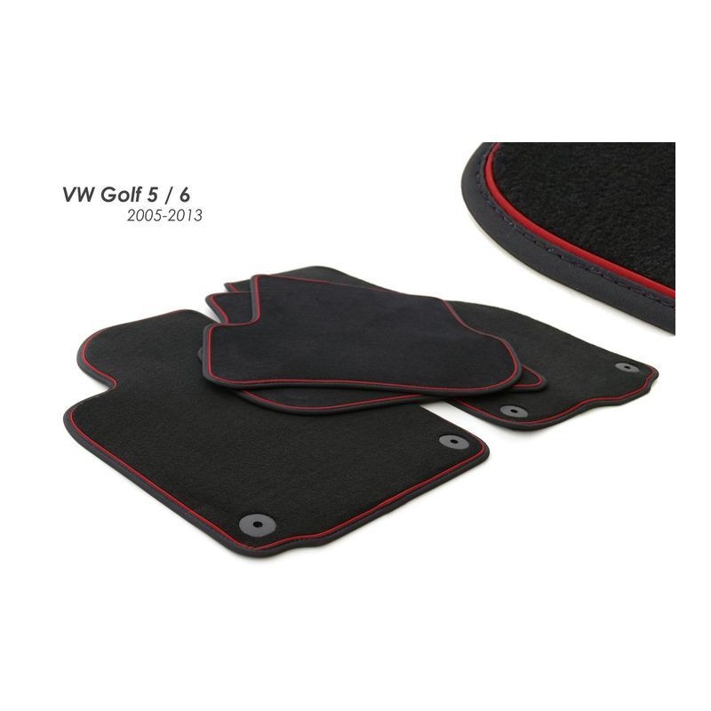 Tapis VW Golf 6 (5K) (2008-2012) NOIR liseré ROUGE GTI