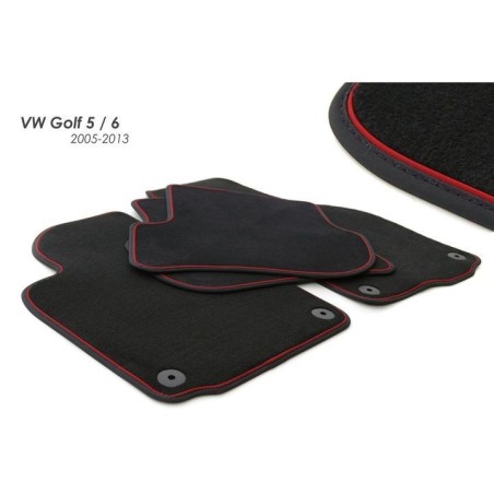 Tapis VW Golf 6 (5K) (2008-2012) NOIR liseré ROUGE GTI