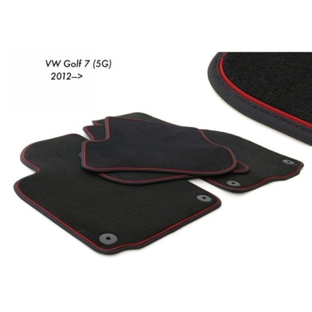 Tapis Golf 7 GTI (5G) (2012 - 2019) NOIR + Liseré ROUGE